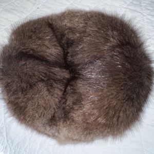 Vintage Mid Century Mink 8 sided Visor Cap.  Satin lining. Made in Victoria BC